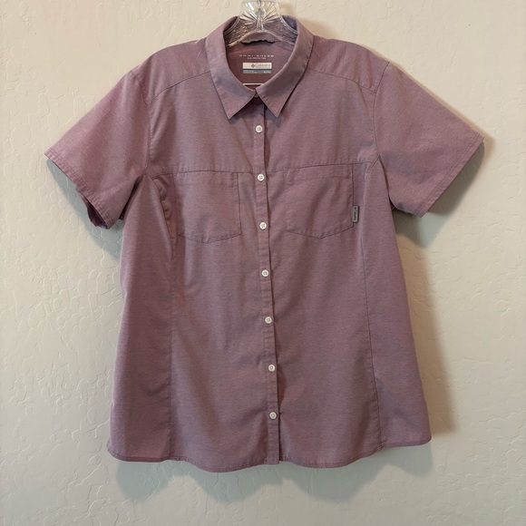 COLUMBIA Women's Omni-Shade UPF Button Up Shirt Blouse Short Sleeve Size XL - Picture 1 of 15